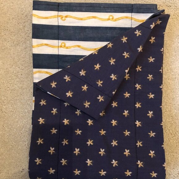 Vintage Custom Made Reversible Valance Kids Room Navy Wht Yellow Sz OS No Tags - Picture 4 of 4